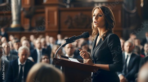 Woman speaker at a leadership conference