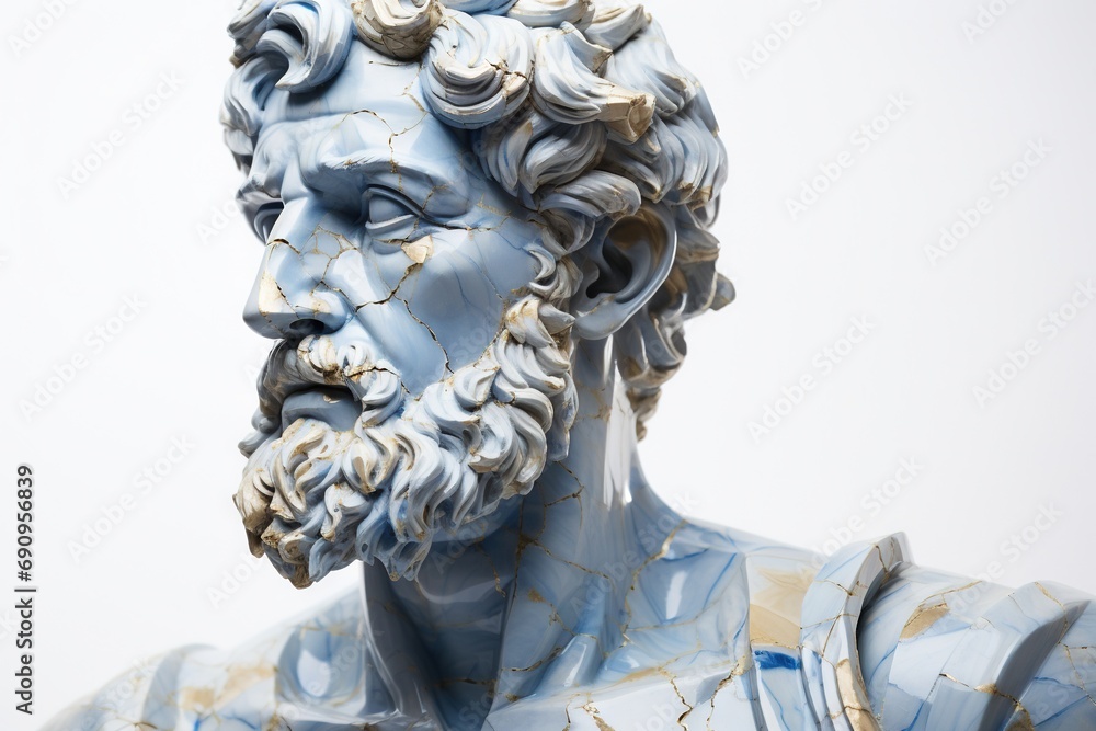 Obraz premium A abstract stoic marble sculpture, statue, bust of a ancient roman, greek person portraying stoicism.