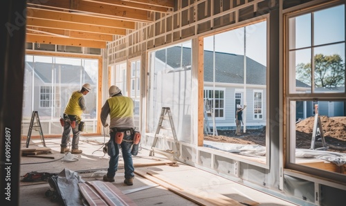 Men Building a House in Progress