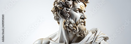 A abstract stoic marble sculpture, statue, bust of a ancient roman, greek person portraying stoicism. photo