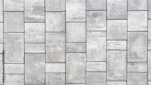  Close-up of gray paving stones on a textured road surface.