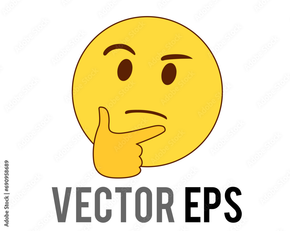 The isolated yellow considering face with right hand flat icon The isolated yellow considering face with right hand flat icon