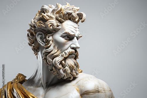 A abstract stoic marble sculpture  statue  bust of a ancient roman  greek person portraying stoicism.