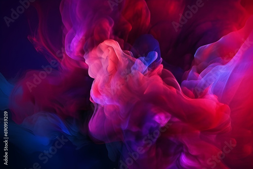 abstract art that combines shades of purple and blue with elements of light and color in a realistic manner. Incorporate dark red and deep pink tones to add contrast and depth to the composition.