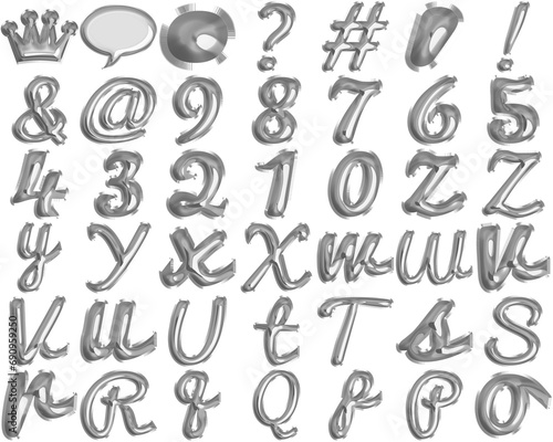 Silver Foil Balloon Script Alphabet  Metallic Grace