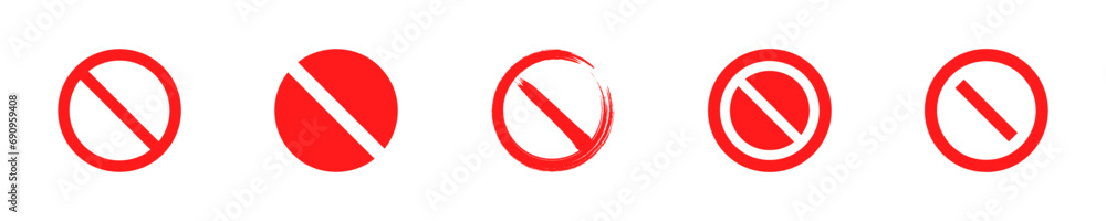 Set of stop, ban, forbidden signs. Red no or prohibited symbol. Vector 10 Eps. - obrazy, fototapety, plakaty 
