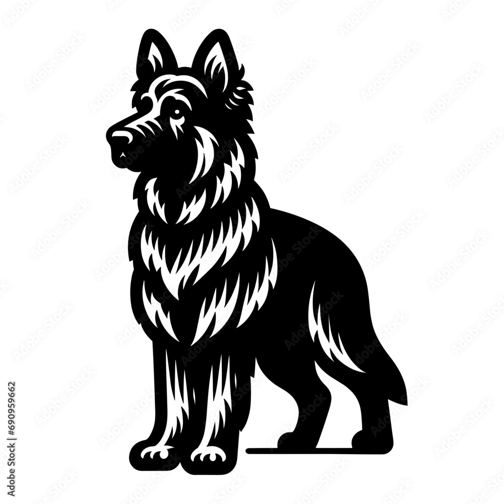 Fototapeta premium logotype of a german dog, black and white, isolated