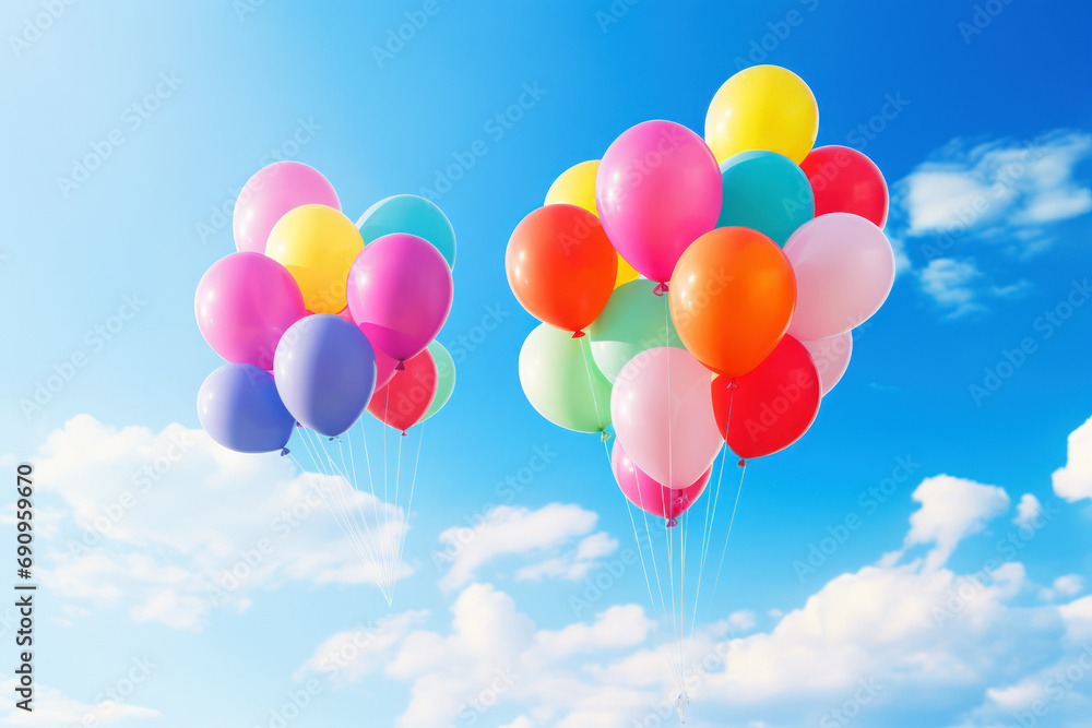 Colorful balloons in the blue sky