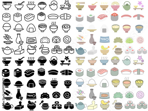 Vector icon illustration collection complete version about Japanese food