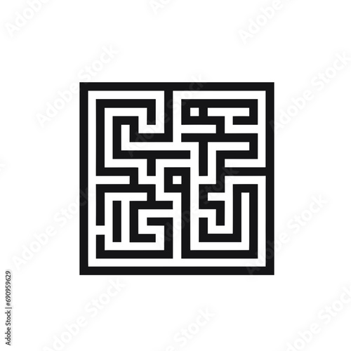 logotype of a maze, black and white, isolated