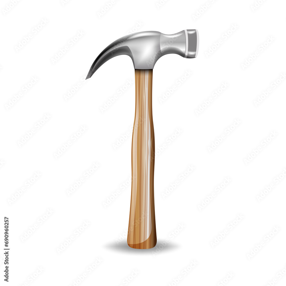 Realistic hammer illustration on white background. Realistic hammer illustration on white background.