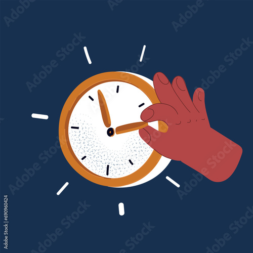 Cartoon vector illustration of Daylight saving time ends. Fall back change clocks.