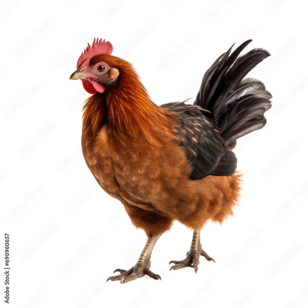 Fototapeta premium Brown Hen, Chicken Portrait, Isolated on Clear Background