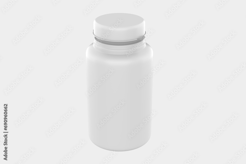 Realistic pill jar bottle. Mock Up isolated on white background. 3d illustration Realistic pill jar bottle. Mock Up isolated on white background. 3d illustration