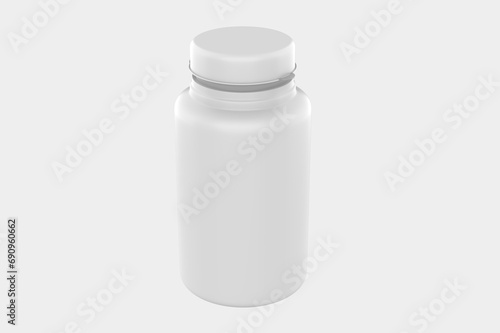 Realistic pill jar bottle. Mock Up isolated on white background. 3d illustration