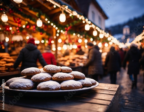 A plate of doughnuts sitting on top of a wooden table