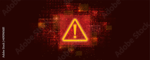 Danger sign. Hacked system or cyber attack. Vector illustration.
