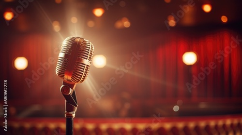 Vintage Crooner Microphone for Live Music Concerts and Shows. Enhance Your Audio System and Performance for a Memorable Night photo