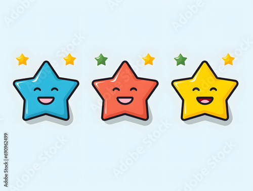 Illustration of Three Smiling Colorful Stars