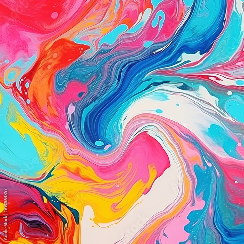 Abstract marbled acrylic paint ink painted waves painting texture colorful background, vivid colors, rainbow color swirls