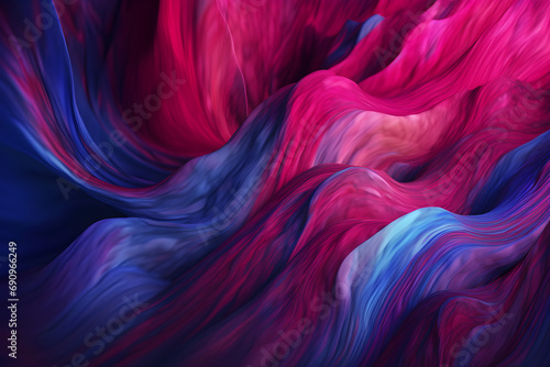 Increase the contrast and depth of the composition by skillfully blending dark red and deep pink tones, merging shades of purple and blue with elements of light and color in abstract artworks. photo