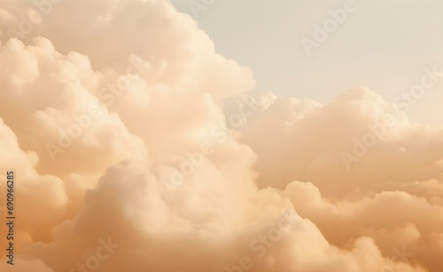 The sky and clouds are a delicate orange color, peach fuzz.