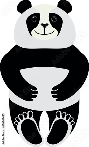 Vector panda character in sitting position.
