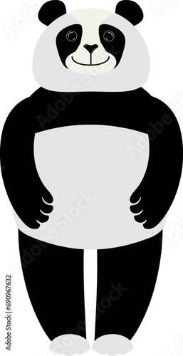 Vector panda character in a standing position.