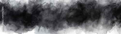 A black and white watercolor banner background, abstract design photo