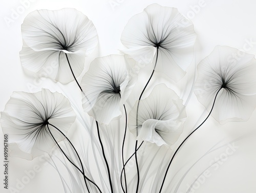 Abstract gentle transparent flowers, cyber silverpoint impressionism. Great as wallpaper, background, postcard, banner.