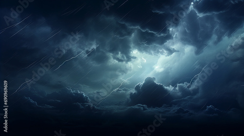 dark mysterious and stormy looking clouds with lightning striking out of them in the beautiful rainy night sky, background
