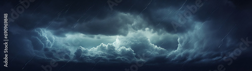 dark mysterious looking clouds in the beautiful rainy night sky, banner background photo