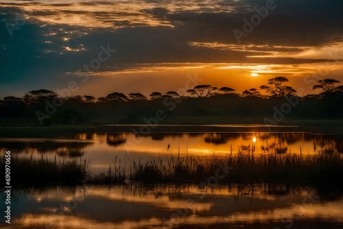 sunset on the river