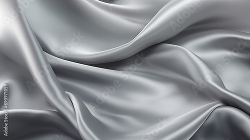 A close up of a light grey abstract satin fabric, luxury fabric background design