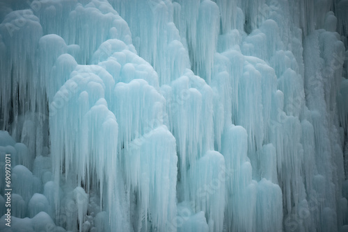 Winter landscape with ice and ice walls 