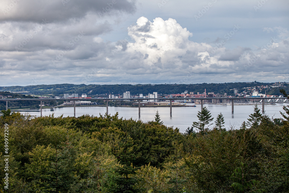 Vejle Panorama with View on the Freeway