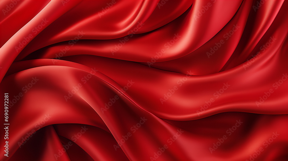 A close up of a bright red abstract satin fabric, luxury fabric background design A close up of a bright red abstract satin fabric, luxury fabric background design