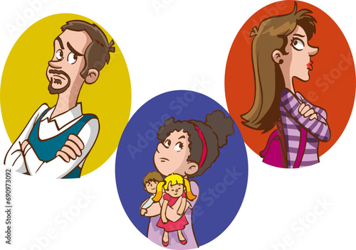 vector illustration of a family having a quarrel with their child.