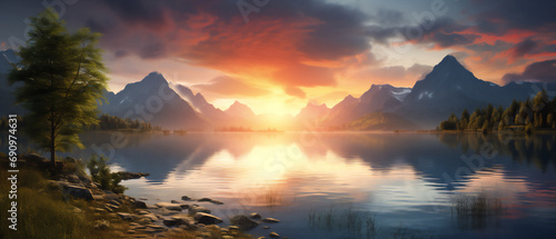 Enchanting Sunset over the Lake 