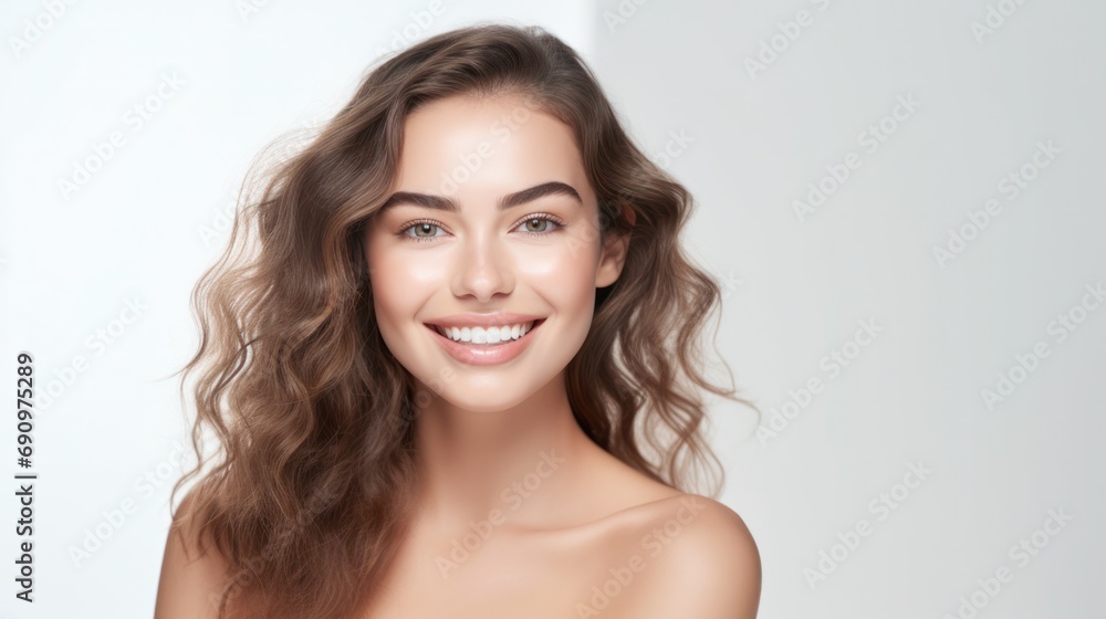 portrait of a happy, confident and healthy caucasian woman with glowing skin, cosmetics skin care concept portrait of a happy, confident and healthy caucasian woman with glowing skin, cosmetics skin care concept