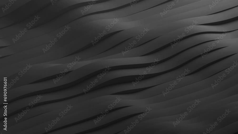 Abstract dark grey 3d wavy stripes and lines background, 4k loop Abstract dark grey 3d wavy stripes and lines background, 4k loop