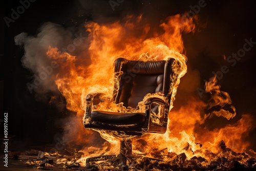 A burning chair, a state of emotional burnout in the office, a sign of collapse. Deadline and postponement of issuing the order on time.