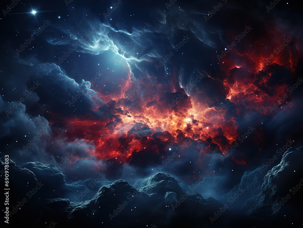 Cosmic galaxy background with nebula