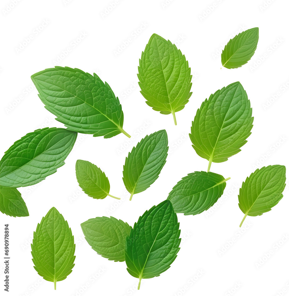 fresh mint leaves isolated on transparent or white background fresh mint leaves isolated on transparent or white background