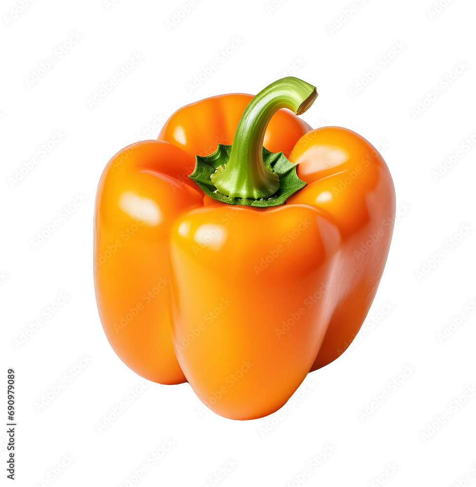 Orange bell pepper isolated on transparent or white background Orange bell pepper isolated on transparent or white background