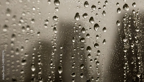 ガラス窓についた水滴 美しい雨あがり