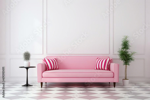 Real photo of a modern living room interior with a