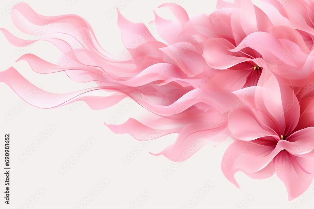 Wind swirls with flower pink petals isolated 