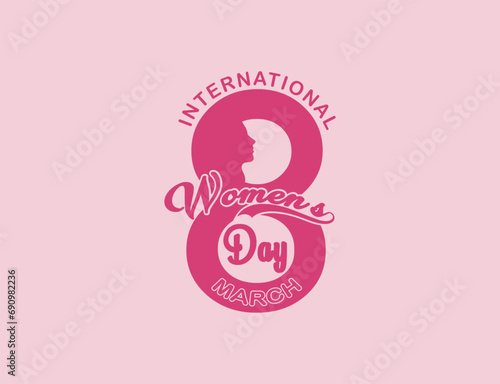 Pink International Women's Day typography Design. 8 March Calligraphy Collection for Greeting or Invitation Cards, postcard, poster, logo, banner, brochure, design element. Vector illustration.