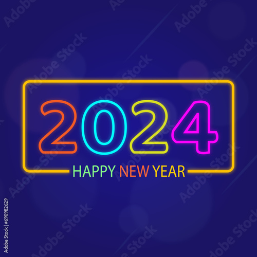 2024 Happy New Year, New Year Greeting card Template